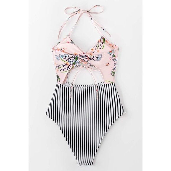 🍍CUPSHE ONE PIECE BATHING SUIT W/ SELF-TIE HALTER, CHEEKY CUT ON THE TUMMY - Picture 5 of 5